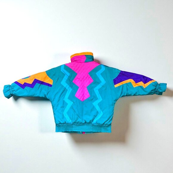 RARE Izzi Vintage Retro 80s/90s Neon Colorblock Ski Jacket, Size Medium - Picture 5 of 9